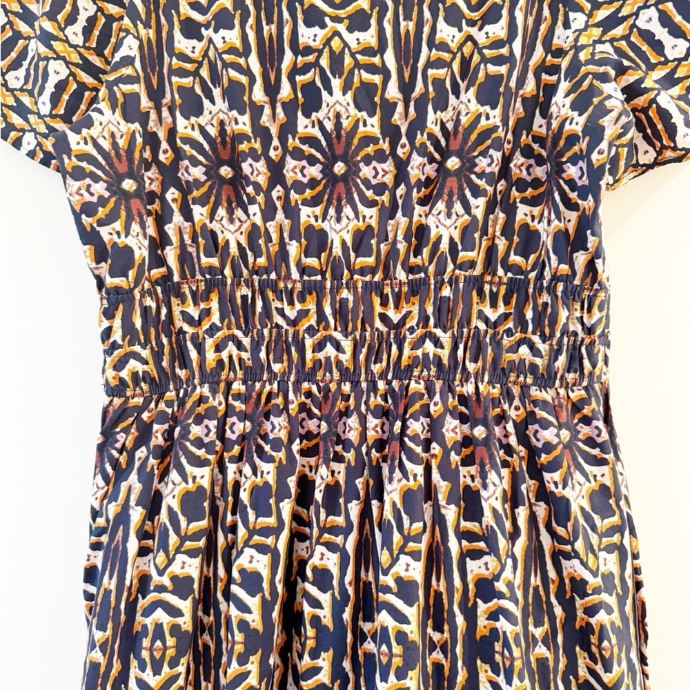 Anthropology Maeve Somerset Maxi In Orange Navy Print Dress - Picture 8 of 15